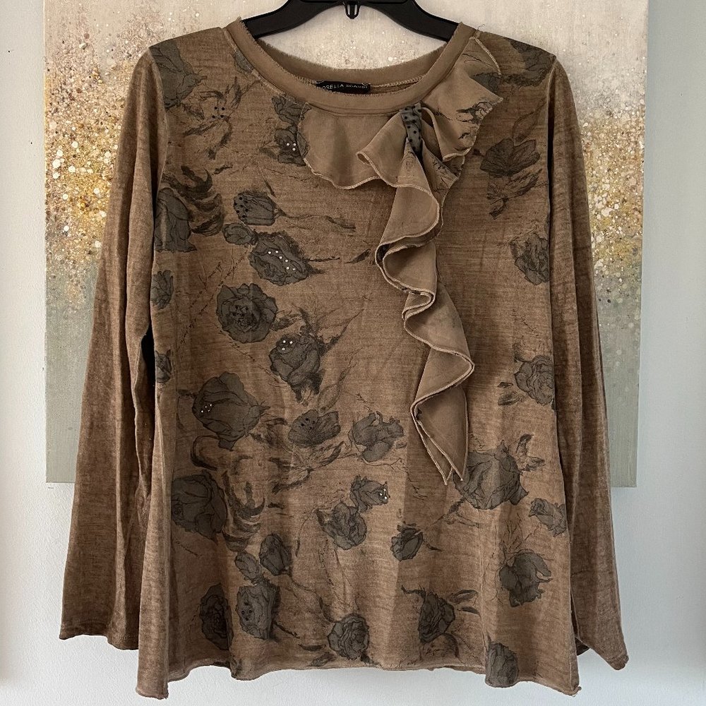 🇮🇹 Lorella Sgarbi Floral Wool Blend Top (NWT)